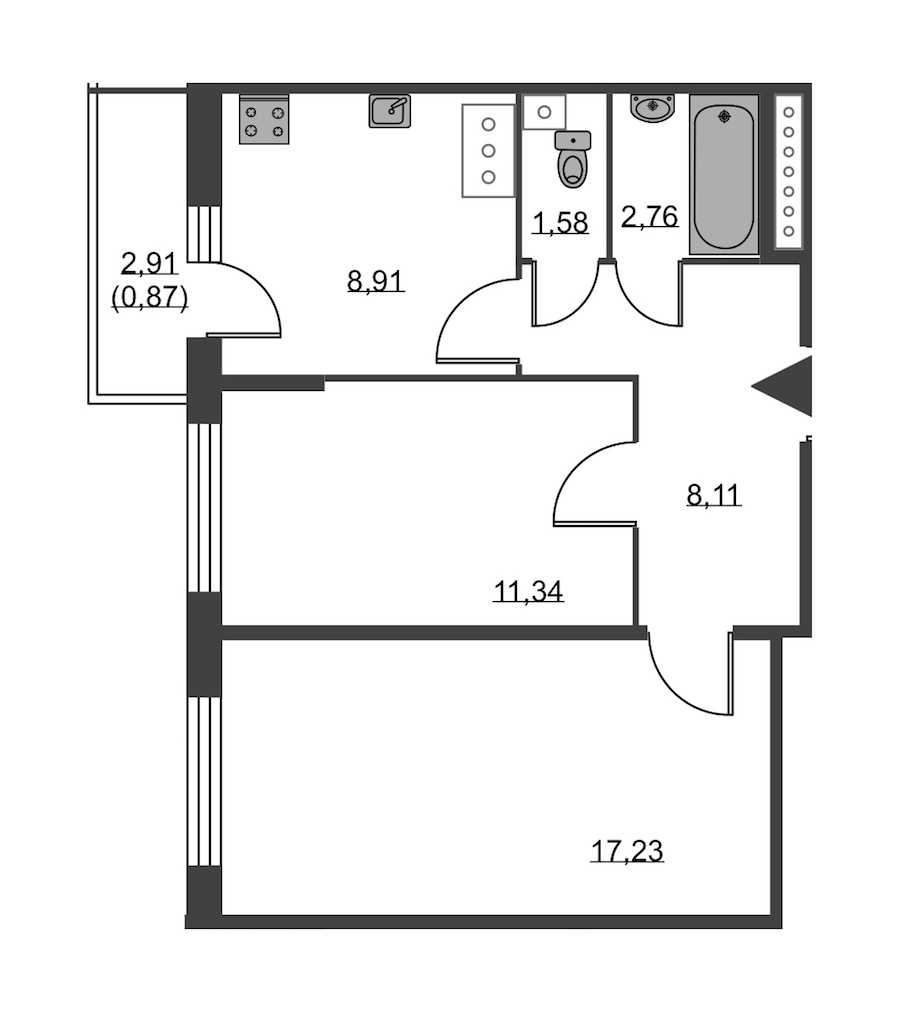 Двухкомнатная квартира в : площадь 50.8 м2 , этаж: 16 – купить в Санкт-Петербурге